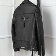 Chrome hearts leather biker jacket