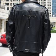 Chrome hearts leather biker jacket