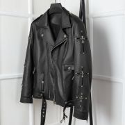 Chrome hearts leather biker jacket