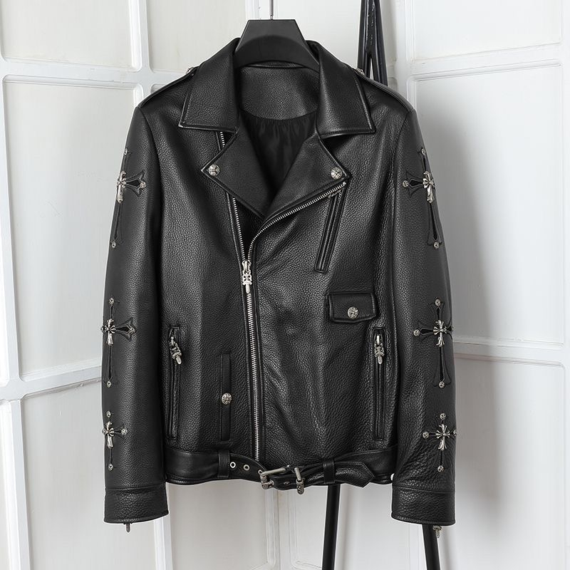 Chrome hearts leather biker jacket