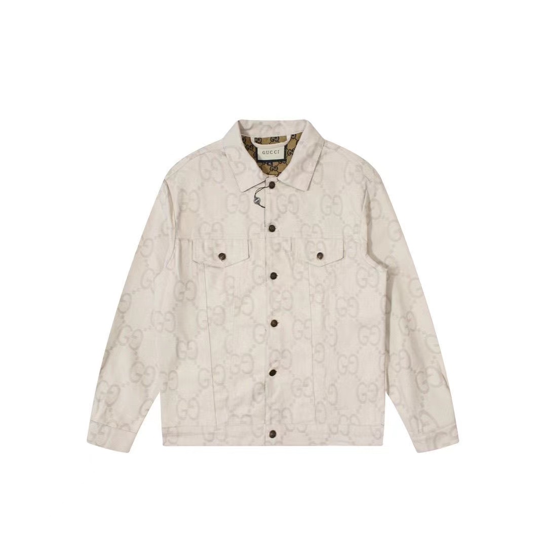 Gucci White printed denim jacket