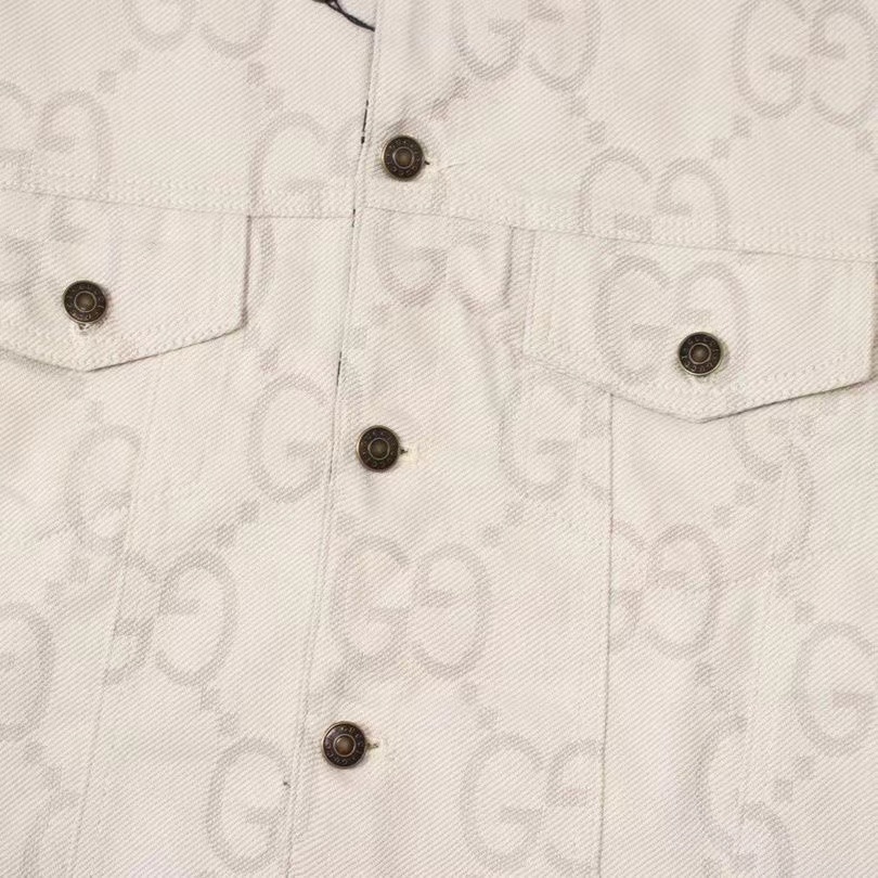 Gucci White printed denim jacket