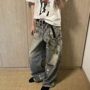 Acne Studio 24SS chain print splash-ink straight leg jeans